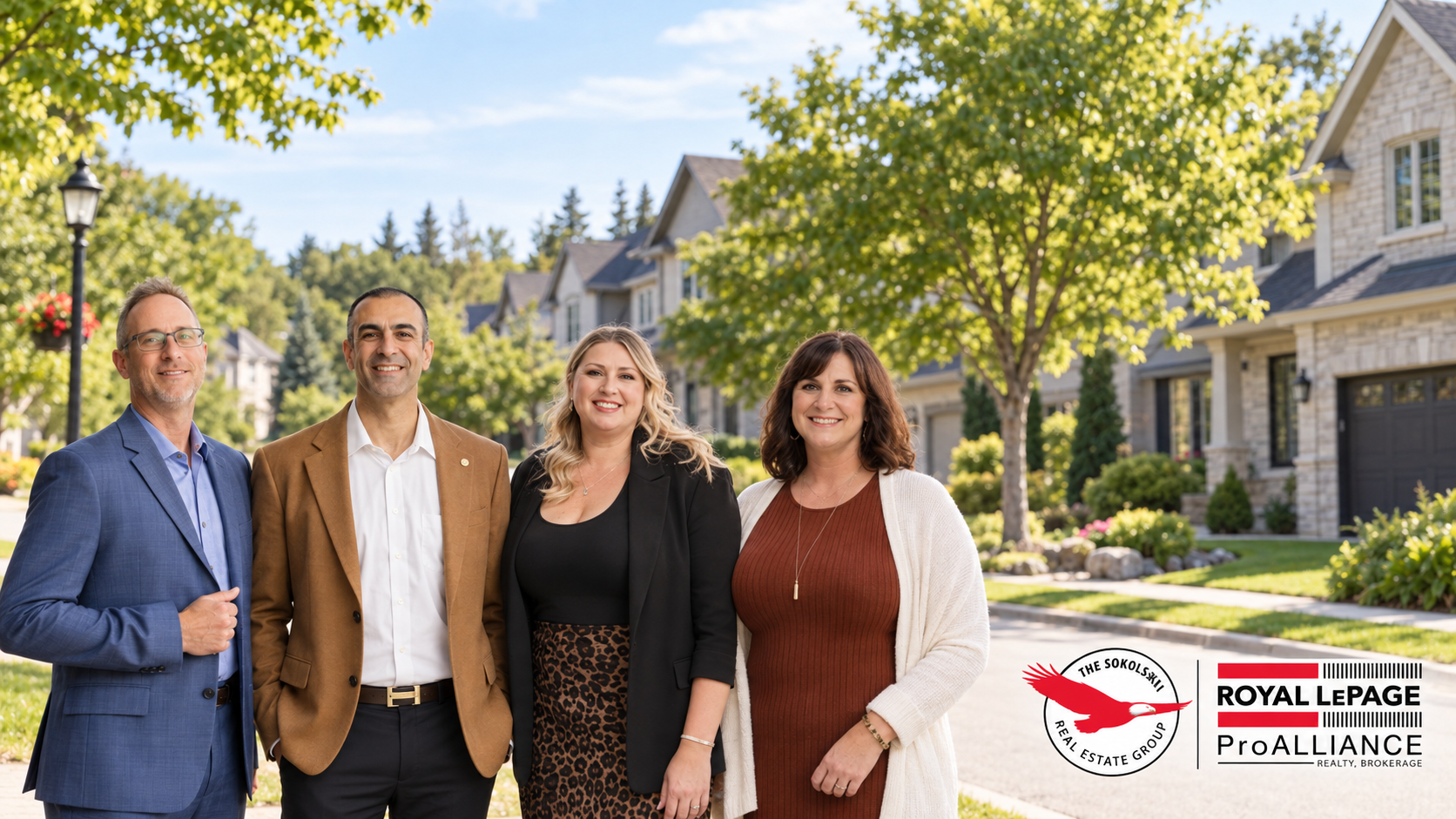 The four-person Sokolski Real Estate Group in a neighbourhood setting